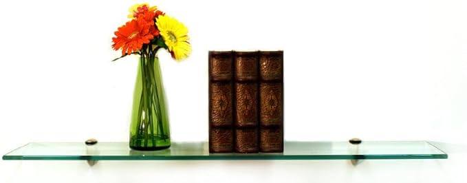 Spancraft Glass P-8x36-Brass Peacock Glass Shelf, 8" x 36", Brass