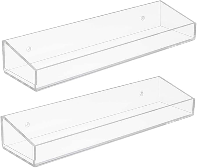 1set Acrylic Floating Shelf for Bathroom Kitchen Wall Wall-mounted Storage Rack for Toiletries Seasoning Bottles Shelf Organizer