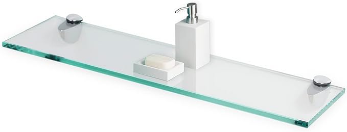 Fab Glass and Mirror Glass Shelves Cut to Size - 1/4" Thick Flat Edge - Wall Mounted Tempered Glass Floating Shelves - Storage Organizer for Bathroom Kitchen