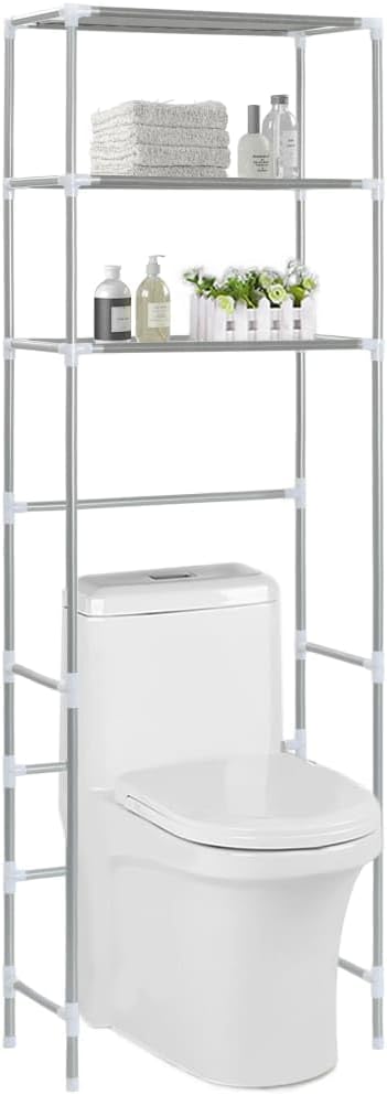 vidaXL Storage Rack Over Toilet Silver