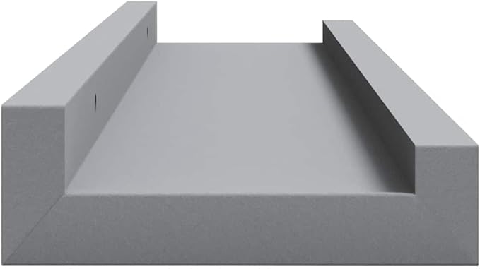 Floating Ledge Shelves Set of 2, 15.7 inch Gray MDF Wall Mounted Display Shelf for Picture Frames, Decorative Wall Decor for Living Room, Minimalist Storage Rack