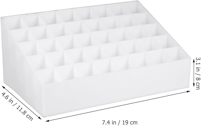 FRCOLOR 40 Box 40 Slots Makeup Holder Lipstick Holder Case Jewelry Storage Case Beauty Organizer Lip Gloss Lip Tint Display Stand White Desktop