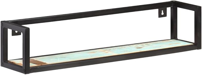 Industrial Wall Shelves Set of 2, 31.5 Inch Solid Reclaimed Wood Floating Shelves for Living Room, Kitchen, Bathroom Storage with 66lb Capacity, Rustic Decor