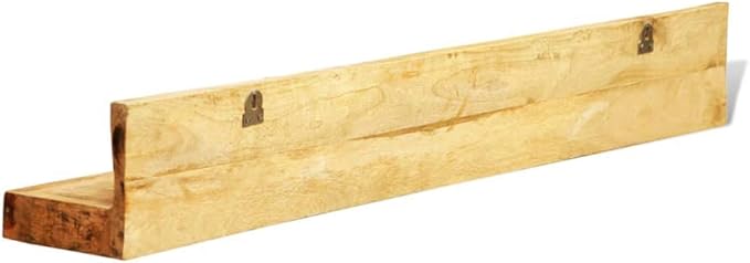 Solid Wood Wall Mounted Display Shelf 2 pcs, Mango Wood Floating Shelves for Kitchen Living Room, 44lb Weight Capacity, Easy Installation Modern Decor