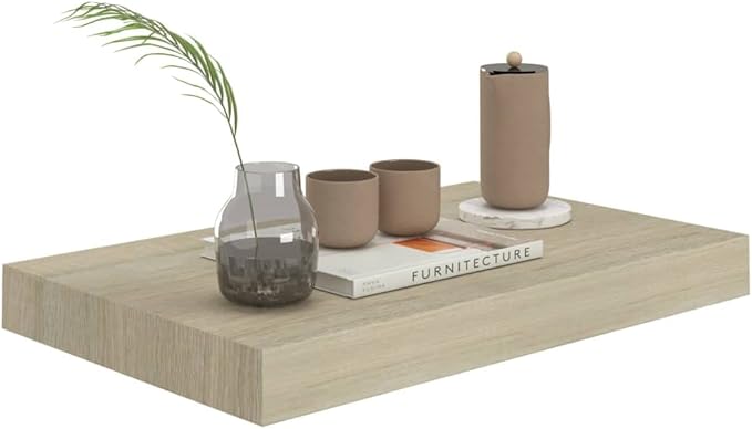 Floating Wall Shelves 4 pcs Oak Wood MDF 15.7x9.1x1.5 Invisible Mounting Display Rack for Living Room Bedroom Kitchen Decor Books Plants Photos