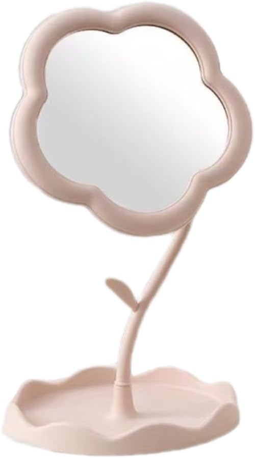 1 Pink Flower Mirror, Desktop Mirror, Dressing Mirror, Flower Shaped Makeup Mirror, Cute Flower Shaped Mirror, Suitable For Desktop, Bedroom, Bathroom, Living Room Home Decoration (Pink)