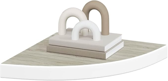 Wall Corner Shelf Set of 4, Floating Triangle Shelves for Bedroom Living Room, Modern Oak and White MDF Decorative Corner Storage Organizers, 13.8 Inch