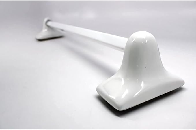 Tenedos White Glazed Ceramic Bathroom Accessory Kit - Not for Flat Surface Installation (Towel Bar)- There is an Insert That goes Inside Wall- Professional Installation Needed