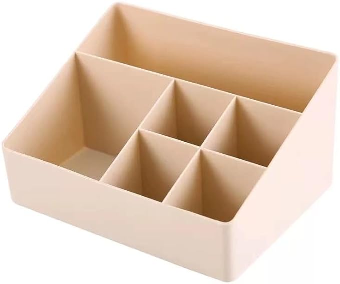 Granvela Home Organizer Bedside Table Organizer Makeup Storage Shelf and Display Box-6 Compartments (Cashmere or Deep Peach)