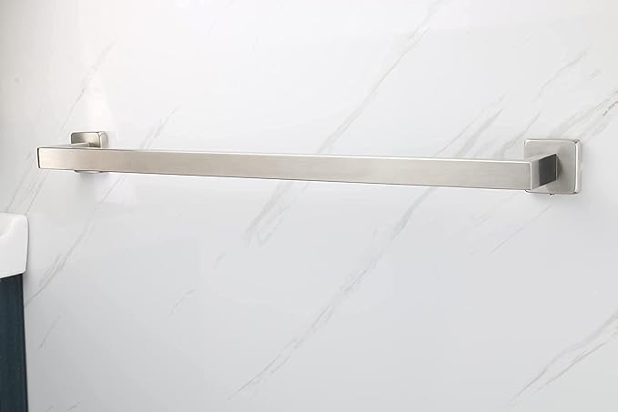 TocTen Bath Towel Rack - Square Base Thicken SUS304 Stainless Steel Towel Bar for Bathroom, Bathroom Accessories Towel Rod Heavy Duty Wall Mounted Towel Holder. (Brushed Nickel, 33)