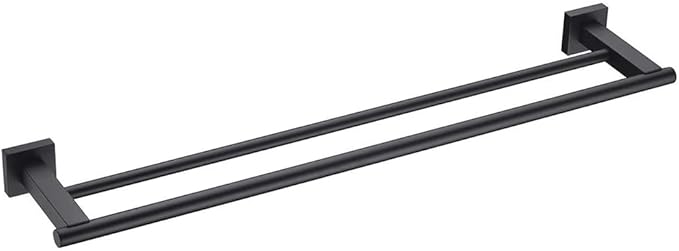 SEIDO 36 Inch Double Towel Bar, SUS 304 Stainless Steel Rustproof Towel Rack Wall Mounted, Heavy Duty Square Base Double Towel Holder for Bathroom, Kitchen, RV (Matte Black)