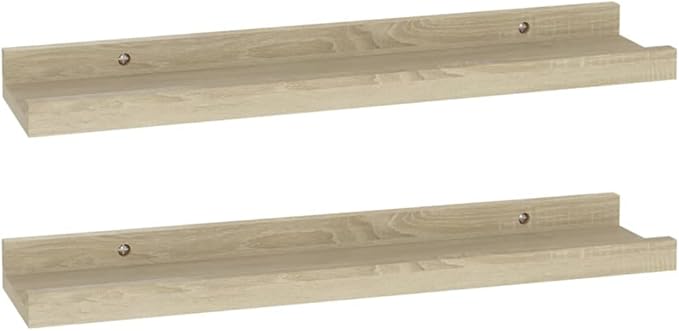 Sonoma Oak Floating Shelves 2 Pack 15.7 Inch Wall Mounted Storage Shelves for Living Room Bedroom Kitchen Bathroom Display Organizer with 11lb Weight Capacity