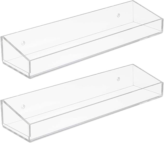Acrylic Wall-Mounted Storage Rack 2pcs Floating Shelves for Bathroom Kitchen Toilet, Wall Shelf Holder for Skincare and Spice Organization
