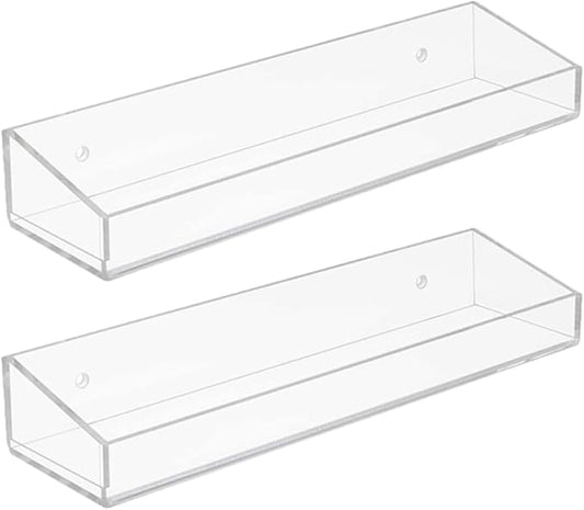 Acrylic Wall-Mounted Storage Rack 2pcs Floating Shelves for Bathroom Kitchen Toilet, Wall Shelf Holder for Skincare and Spice Organization