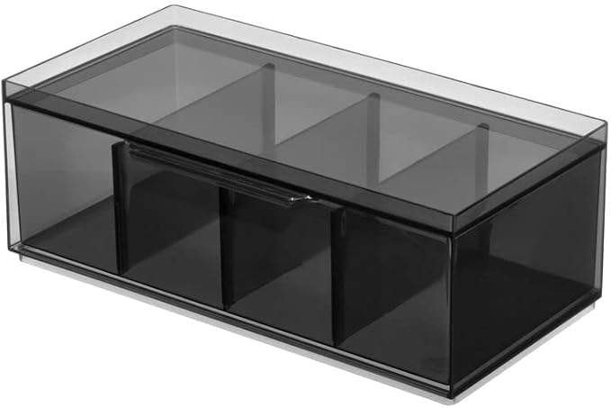 iDesign The Sarah TannoCollection Cosmetic Drawer Organizer,Made of Recycled Plastic,Smoke/Black Large