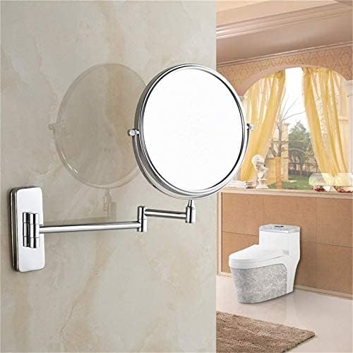 Bathroom Wall-Mounted Mirrors,8 inch Makeup Mirrors,Double Sided Brass Magnifying Mirror,Extendable Folding 360°Swivel Vanity Shaving Mirrors(Chrome,10X)