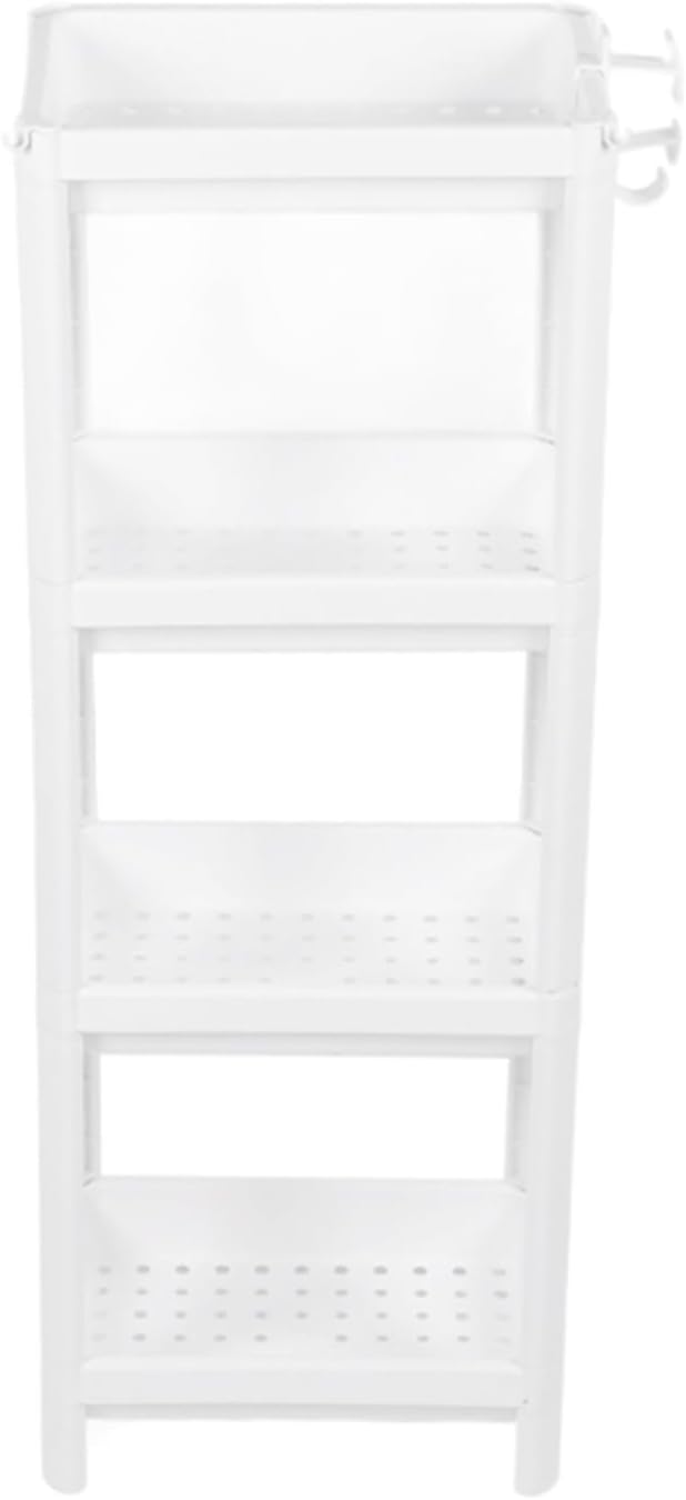 Plastic Bathroom Tower Shelf, Versatile Large Storage Freestanding Bathroom Shelf, Mobile Shelving Corner Storage for Store Books, Files, Clothing(4 layer)