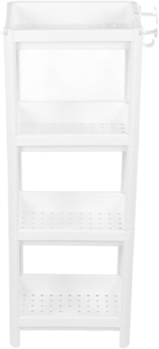 Plastic Bathroom Tower Shelf, Versatile Large Storage Freestanding Bathroom Shelf, Mobile Shelving Corner Storage for Store Books, Files, Clothing(4 layer)