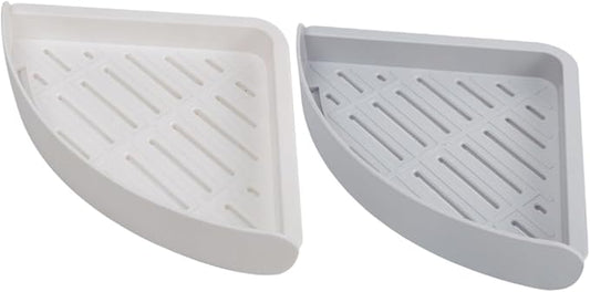 LALAFINA 2pcs Triangular Bathroom Corner Storage Racks Punch Wall Shelf for Toiletries and Drainage Design Grey for Efficient Organization Bathrooms and Kitchens