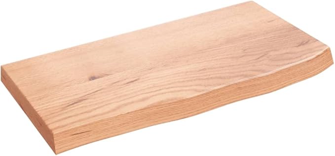 Solid Oak Wood Floating Shelf, 23.6-inch Rustic Wall Mounted Shelves with Live Edge for Bedroom, Living Room, Kitchen, Natural Varnished Storage Decor