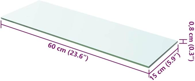 Tempered Glass Shelf Panel 23.6 x 5.9 Inch, Modern Clear Floating Glass Replacement Board for Wall Mounted Shelving, Heavy Duty Display Rack for Living Room Kitchen