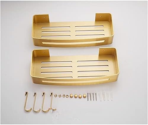 ZTBH Bathroom Divider Bathroom Shelf, Wall Mounted Corner Shelf Bathroom Hardware Sets (Color : Brushed Gold 4)