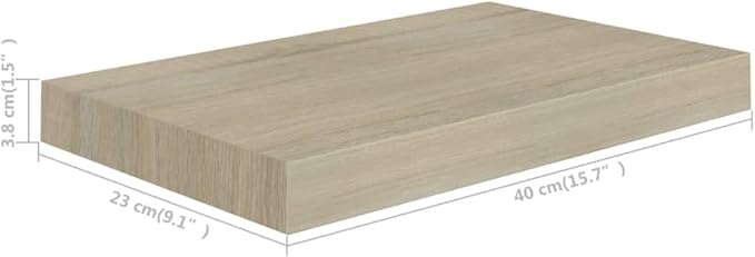 Floating Wall Shelves 2 Pack Oak Wood Display Rack with Invisible Mounting System for Living Room Bedroom Office Decor 15.7x9.1 Inches