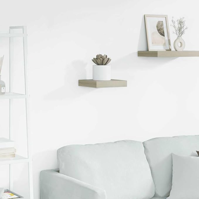 Floating Wall Shelf for Living Room, Invisible Mounting Oak Display Shelf 9.1x9.3 Inches, Modern Honeycomb MDF and Metal Frame for Books, Awards, Decor