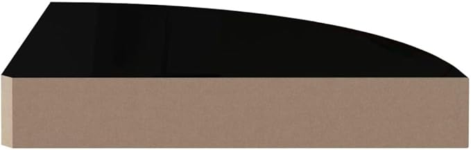 Floating Corner Shelves 2 Pack High Gloss Black Wall Mounted Display Storage for Bathroom Kitchen Living Room, 9.8x9.8 Inches MDF Modern Decorative Shelves with Invisible Mounting System