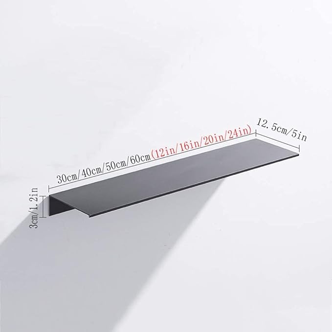 No Drill Bathroom Shelf, European Style, Simple Shelf, Black Wall Cosmetic Shelf, Space Aluminum Bathroom Shelf-30cm