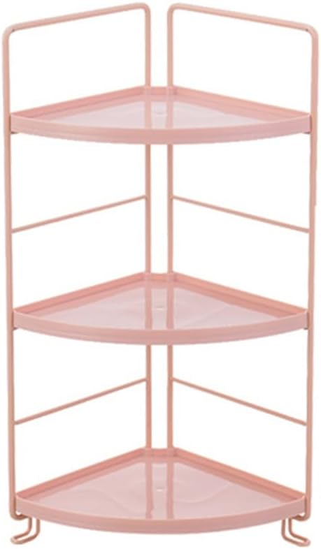 WFF Corner Storage Rack, 3 Levels Open-Save Space-Multi-Purpose Household Organizer Suitable for Bathroom, Office, Bedroom, Living Room (Color : Pink, Size : Sector)