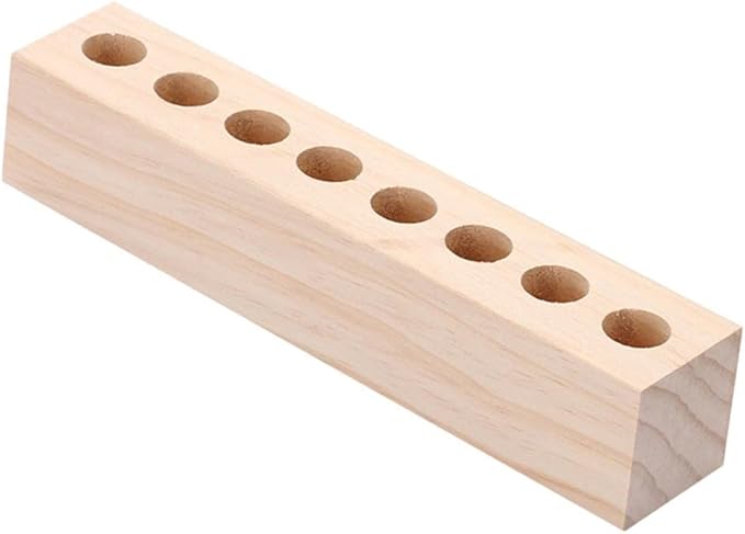 Wood Lipstick Holder, Natural Wood Lipstick Organizer Display Stand Cosmetic Makeup Organizer for Lipstick, Brushes, Bottles, and More - Low