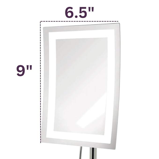 JERDON Lighted Tabletop Magnifying Mirror - LED Makeup Mirror with 5X Magnification in Chrome Finish - Model JRT910CL
