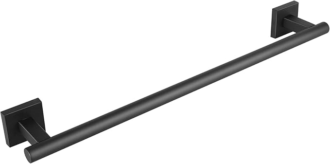 Matte Black Towel Bar, 20 Inches Stainless Steel Towel Rod-Square Base, Wall Mounted Towel Rack for Bathroom