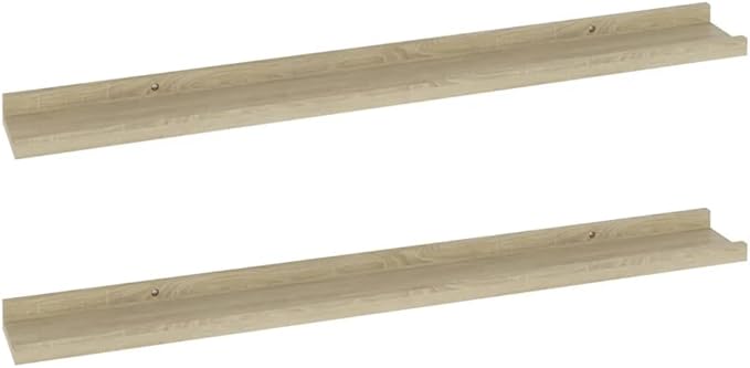 Sonoma Oak Wall Shelves Set of 2, 31.5 inch Floating for Living Room, Bedroom Decor, Rustic Wood Shelving for Storage Display with 11lb Capacity Each, Easy Mount MDF Shelves