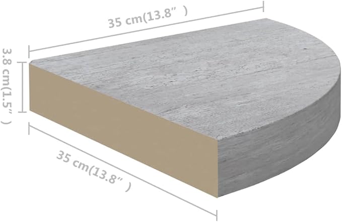 Corner Floating Shelves Set of 4 Concrete Gray 13.7"x13.7" Wall Mounted Storage Shelves with Metal Bracket for Bathroom Bedroom Living Room Home Decor