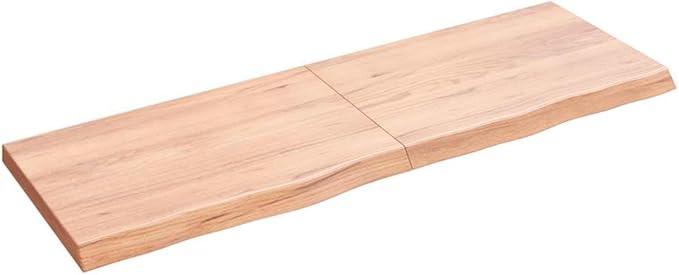 47.2" x 15.7" Solid Oak Wood Bathroom Vanity Countertop, Varnished Live Edge Desktop Shelf for Cabinet Top, Rustic Light Brown Floating Worktop
