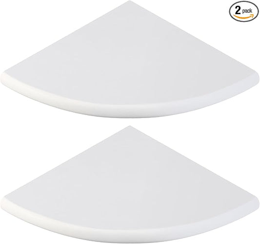 Chunful 2 Pcs White Marble Corner Shower Shelf for Bathroom 9 x 9 Inch Wall Mounted Both Sides Polished Marble Corner Shelves Shower Caddy for Bathroom Wall(Classic)