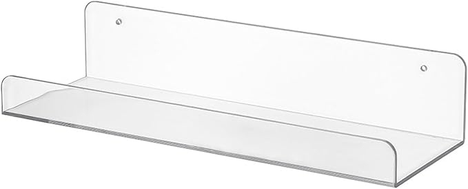 2Pcs Floating Wall Shelves Bathroom Shelf Single Layer Space Saving Organizers Clear U Shape Display Shelf Bookshelf Space Saving Organizers