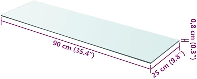 Tempered Glass Shelf Replacement Panel 35.4 x 9.8 Inch, Durable Clear Rectangular Floating Shelving Board for Wall Mount, Home, Office, Bathroom Storage