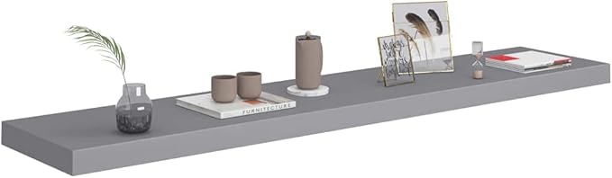 Floating Wall Shelves 2 Pack Gray 47.2x9.3x1.5 Inch MDF Modern Invisible Mount Display Rack for Living Room Bedroom Home Decor Books Collectibles