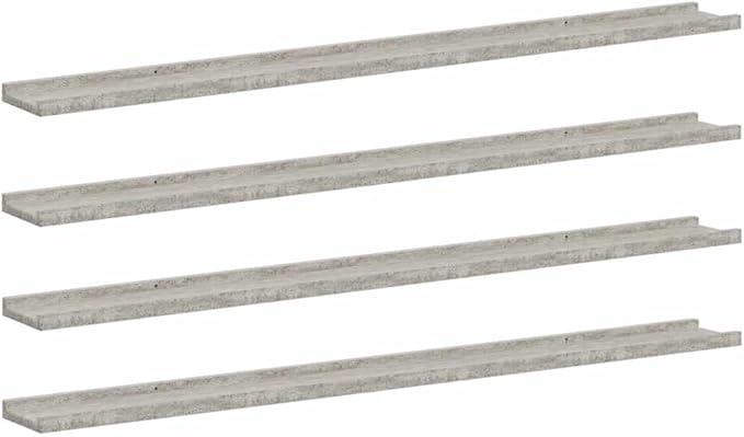 Wall Shelves Set of 4, 45.3 inch Floating Shelves for Wall Storage, Concrete Gray Decorative MDF Wall Mounted Shelf for Books, Plants, Collectibles, Display Organizer
