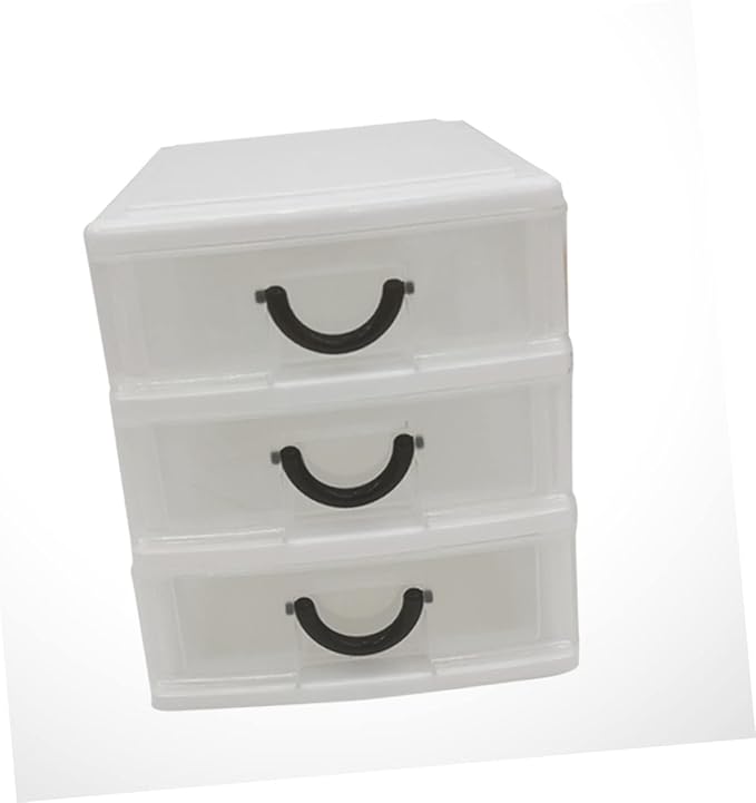 Beige Plastic Storage Box with Handle Translucent Desktop Organizer for Sundries Cosmetic Holder Lightweight Portable for Home Office Use
