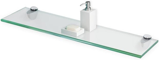 Fab Glass and Mirror Glass Shelves Cut to Size - 1/2" Thick Pencil Edge Low Iron Glass - Wall Mounted Tempered Glass Floating Shelves - Storage Organizer for Bathroom Kitchen