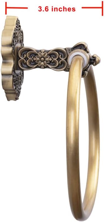 SDH Bathroom Towel Ring - Vintage Style Antique Brass Towel Hanger - Wall Mount Kitchen & Bathroom Hand Towel Holder - Pack of 1 Heavy Duty Decorative Aluminum Hanging Ring for Bathroom Towel Storage