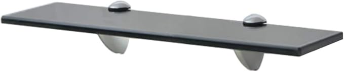 Floating Wall Shelves Set of 2, 15.7-inch Modern Matte Black Tempered Glass Shelves for Display, Minimalist Wall Mounted Storage Rack for Bedroom, Bathroom, Living Room, Kitchen
