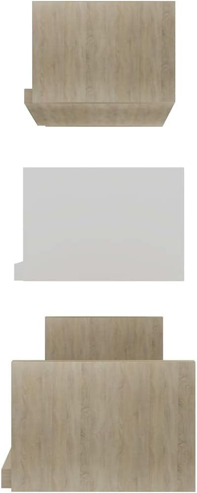 Set of 3 Floating Shelves, Wall Mounted Decorative Shelving for Living Room, Bedroom, and Office, Modern Minimalist Display Ledge, White Engineered Wood