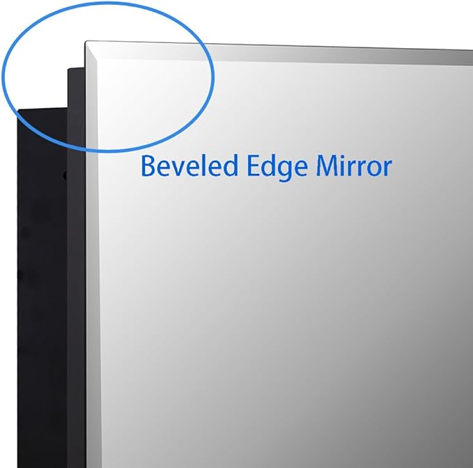 IDYLLOR Black Bathroom Medicine Cabinet with Beveled Edge Mirrored Door 24 x 30 inch, Recessed or Surface Mount, with Adjustable Glass Shelves