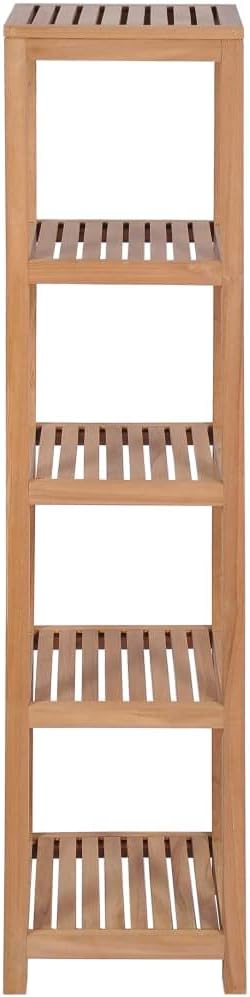 Tall Storage Rack with Four Shelves, Solid Teak Wood Bathroom Storage Rack for Organizing Towels and Toiletries