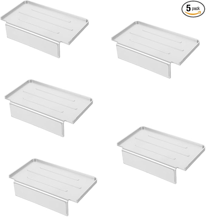 5pcs Wall Mounted Phone Holder Shelf for Bathroom Easy Installation No Drilling Required Stylish Organizer for Toiletries and Mobile Devices Versatile Storage Silver